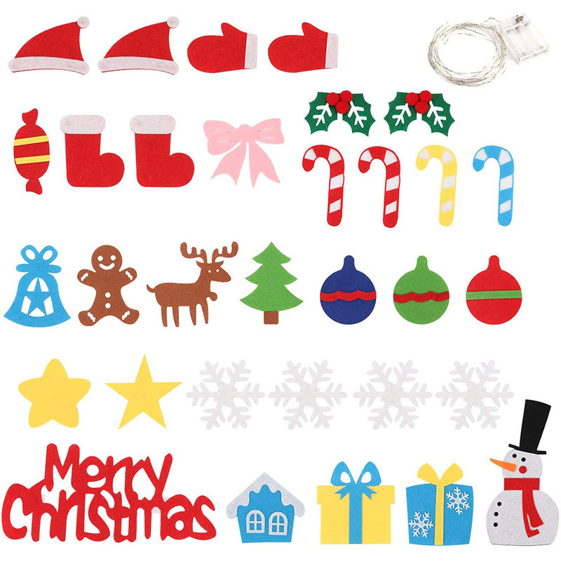 FieltroLuz™ – Árbol navideño Montessori con luces y adornos reutilizables
