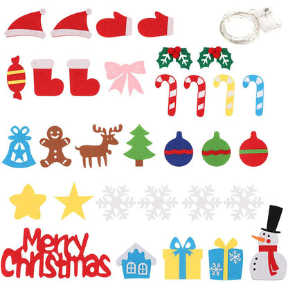FieltroLuz™ – Árbol navideño Montessori con luces y adornos reutilizables